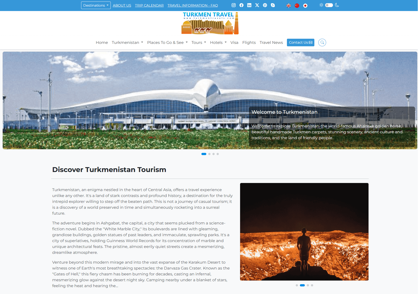 Turkmen Travel Homepage Screenshot